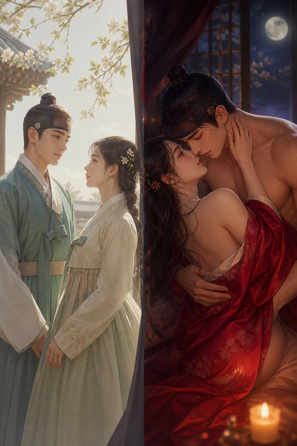 낮의 단정함과 밤의 은밀한 온도, 두 사람의 대비